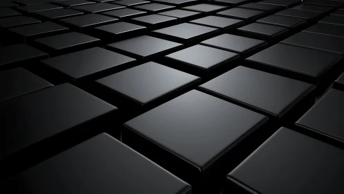 Staggered black tiles forming sleek geometric depthscape.