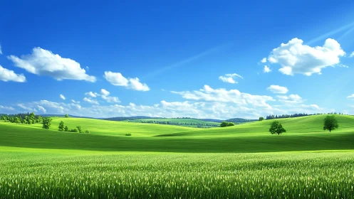 Digital rendering shows rolling green fields under clear sky