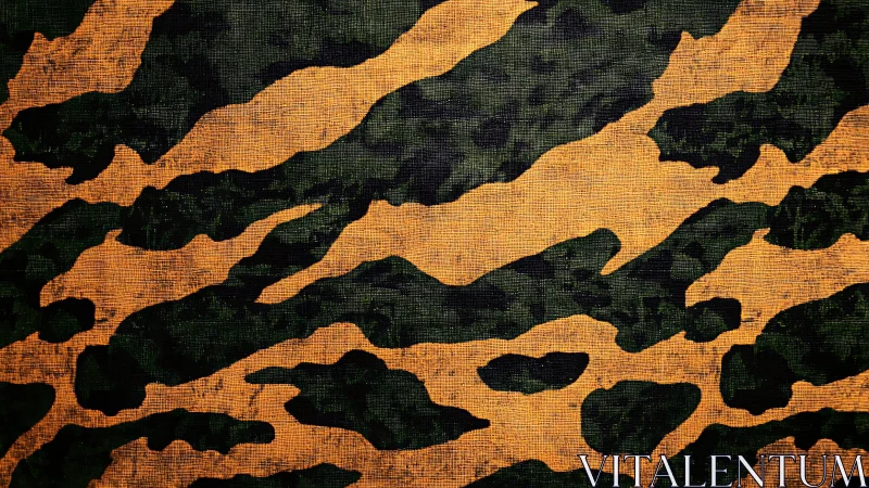 Tiger-stripe camouflage ripples across a woven dusk field