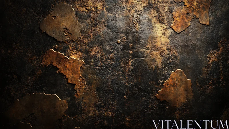 Corroded metal surface with peeling rust patches in view.