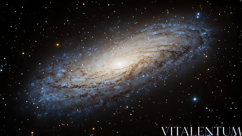 Gentle spiral galaxy drifting through a velvet night sky.