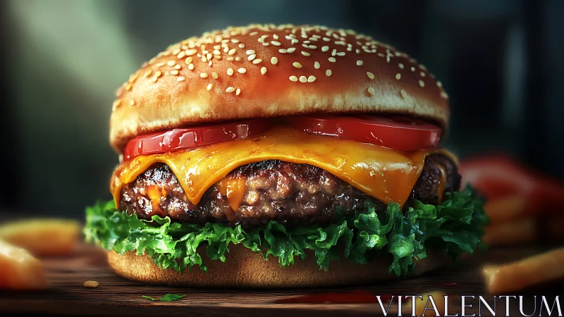 Sesame-crowned cheeseburger melts into a cinematic close-up