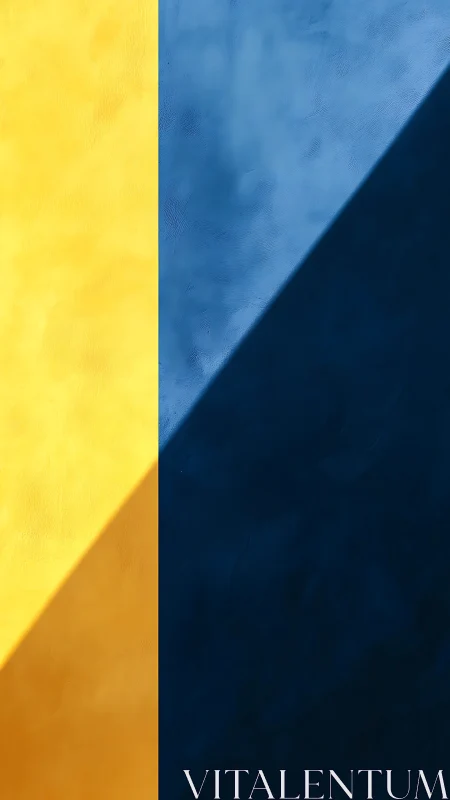 Yellow and blue vertical wall planes divided by diagonal shadow