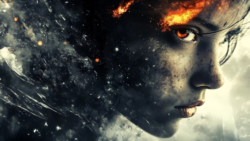 Fire-eyed wanderer stitches galaxies into her own shadow