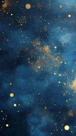 Golden stardust drifting through a dreamy midnight sky.