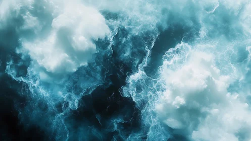 Turbulent aqua clouds collide in high-contrast atmospheric field