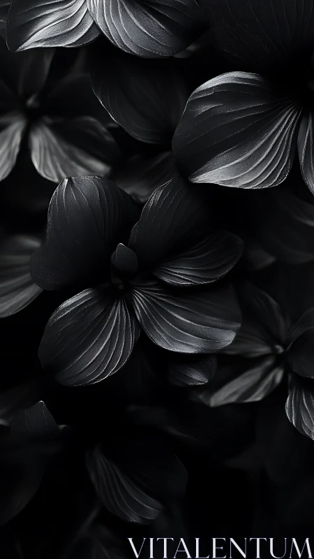 Dark Petals Illuminated: Monochrome Floral Study.