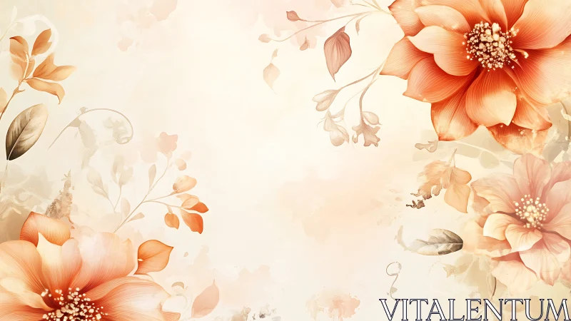 Coral Blooms Dance: Elegant Floral Harmony.