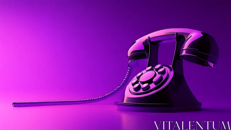 Retro violet dial phone hums softly under neon studio light