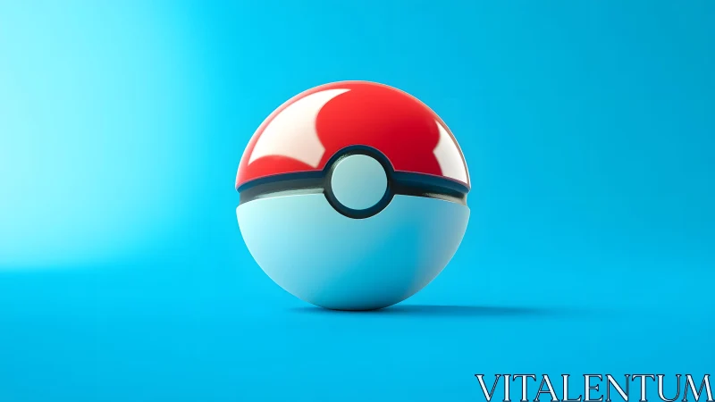 Spherical red and white object is rendered against blue background