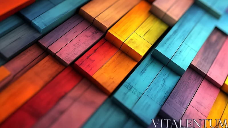 Colorful overlapping wooden blocks in diagonal rows.