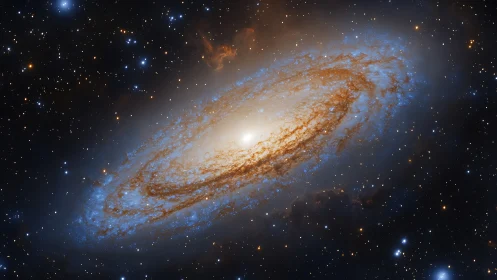 Spiral galaxy drifts through a dense star‑filled cosmos.