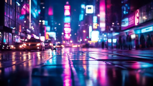 Neon rainstorms turn midnight city streets into liquid glass