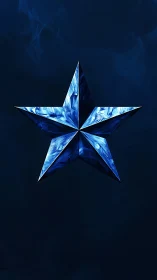Prismatic blue crystal star on deep atmospheric navy field.