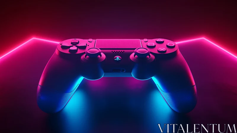 Neon-Glowing PlayStation Controller Against Dark Purple Backdrop