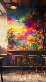 Color-drenched cafe wall turns morning coffee into sunrise