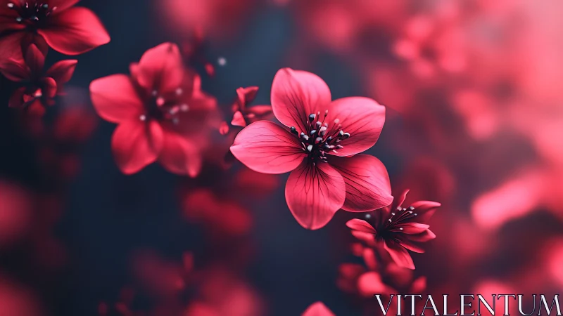 Macro Photography: Red Flower Petals with Deep Focus Depth and Blurred Background Composition