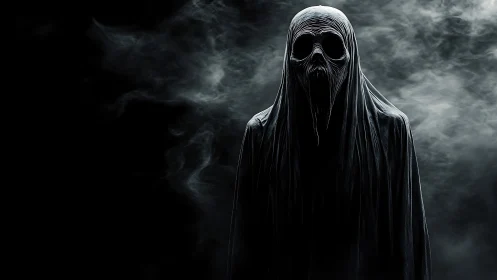 Shrouded wraith leans from the smoke and drinks the dark