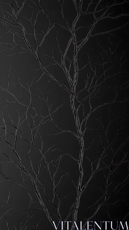 Dark minimalist tree branches etched on matte surface