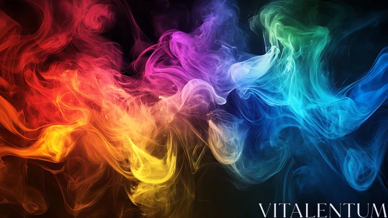 Chromatic smoke currents swirling across dark void.
