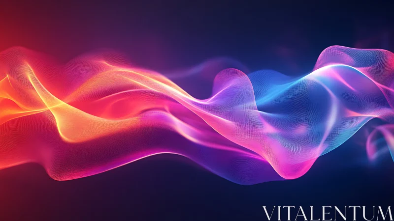 Neon volumetric light waves with flowing gradient spectral mesh
