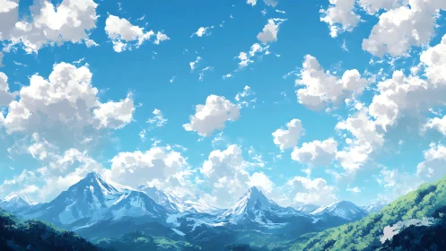 Cloud caravans drift above luminous alpine crownscape.