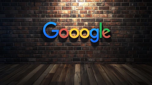 Google Logo Illuminated Neon Display on Brick Wall