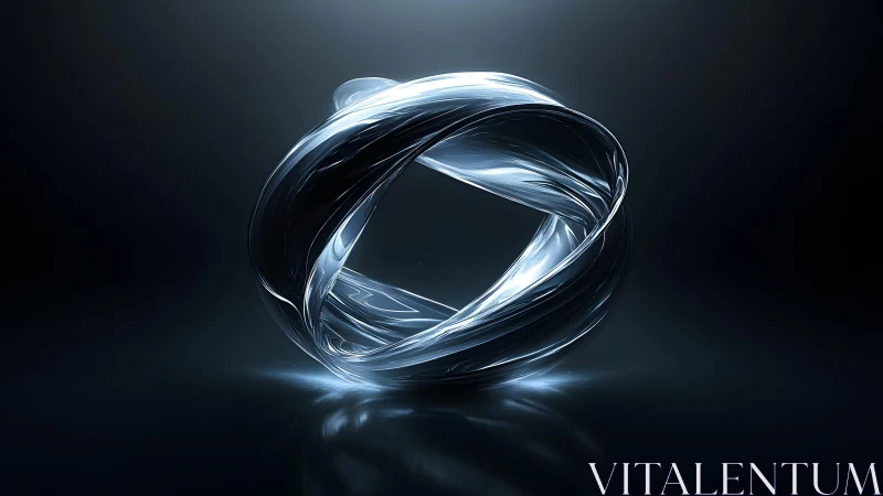 Futuristic Glass Torus on Dark Background, Digital Abstract Art.