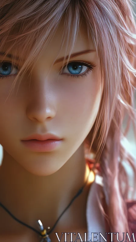 Soft-lit anime heroine gazes ahead with quiet resolve