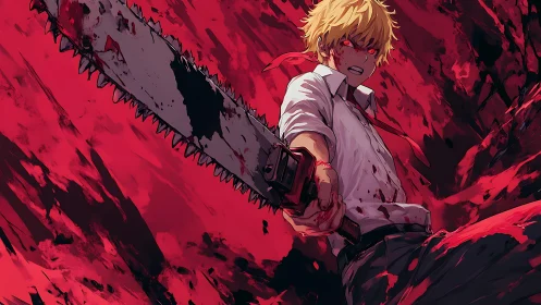 Bloodstorm chainsaw brawler lunges through scarlet fury.