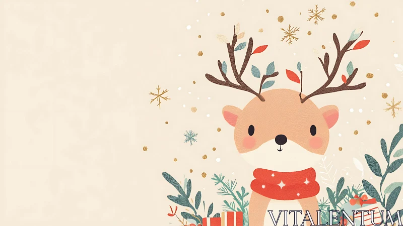 Sweet little reindeer smiles amid cozy winter magic