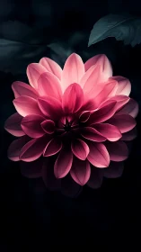 Pink Dahlia Against Dark Background