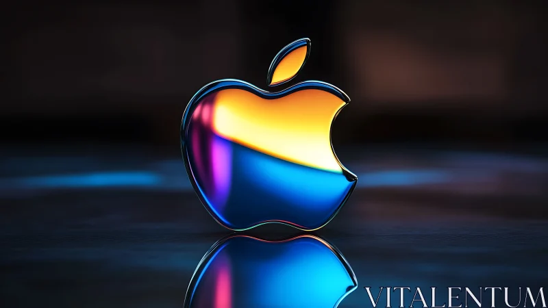 Neon Apple Logo with Holographic Gradient Glow.