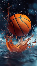 High-speed macro capture of wet basketball splash impact