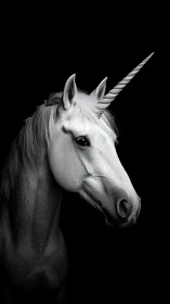 Moonlit unicorn portrait carved from midnight silence.