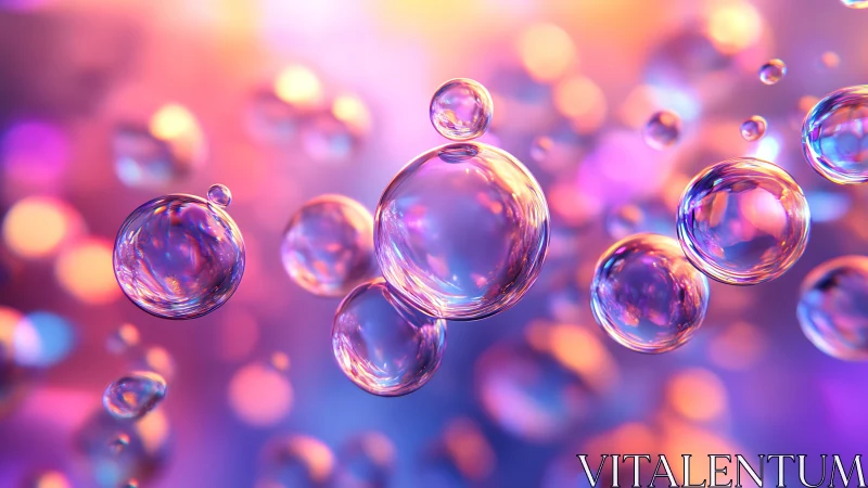 Luminous soap bubbles float through neon bokeh haze.