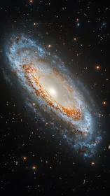 Spiral galaxy core glowing within dense stellar halo field.