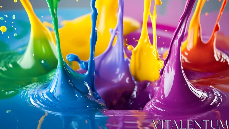 Colorful paint splashes dancing in a joyful liquid burst.