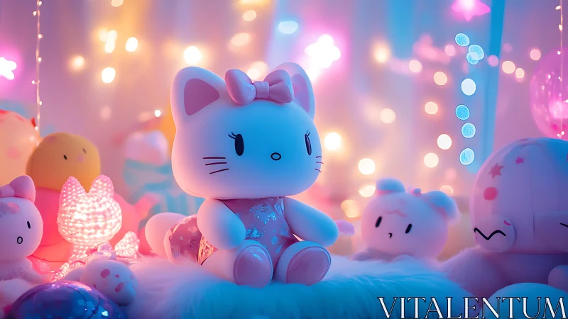 Luminescent Character Surrounded by Soft Light Particles