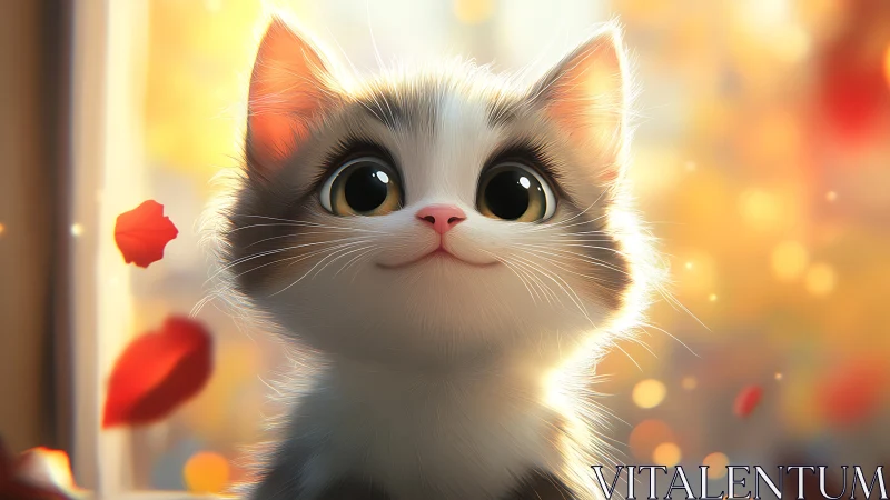 Anthropomorphic Feline Portrait with Luminous Bokeh Environment.