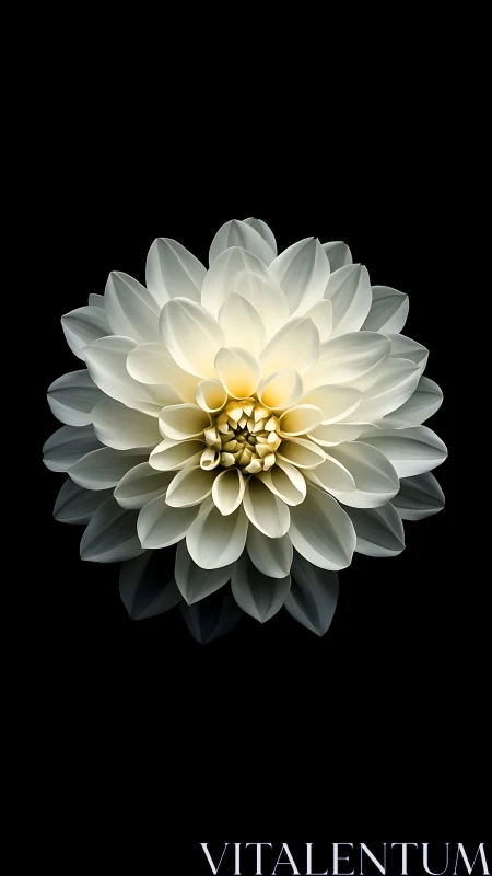 Luminous Dahlia: Radial Petal Geometry Against Void Background.
