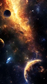 Multi-planet stellar field with luminous galactic nebular band