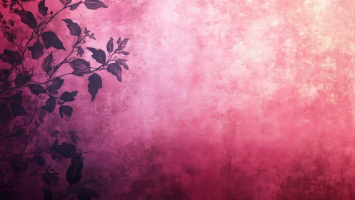 Floral silhouettes dissolve into textured pink haze background.