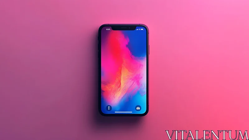 Modern Smartphone Glowing Against Vibrant Pink Background.