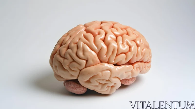 Realistic Human Brain Model on White Background, Scientific Style.