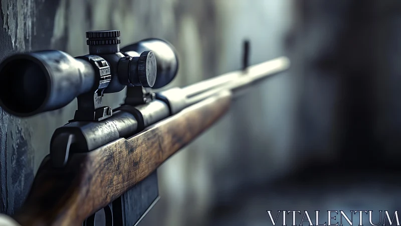 Precision rifle system with magnification optics mounted weathered.