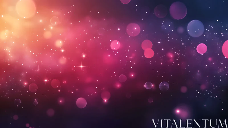 Cosmic bokeh lights glow in vibrant pink nebula field.