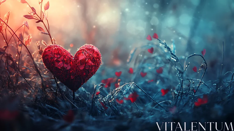A Red Heart Blooms in Winter's Gentle Embrace