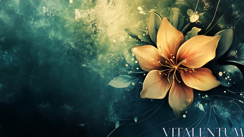 Golden Bloom Against Turquoise Depths.
