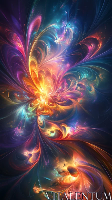 Fractal plasma blossoms rendered with high-saturation spectral gradients